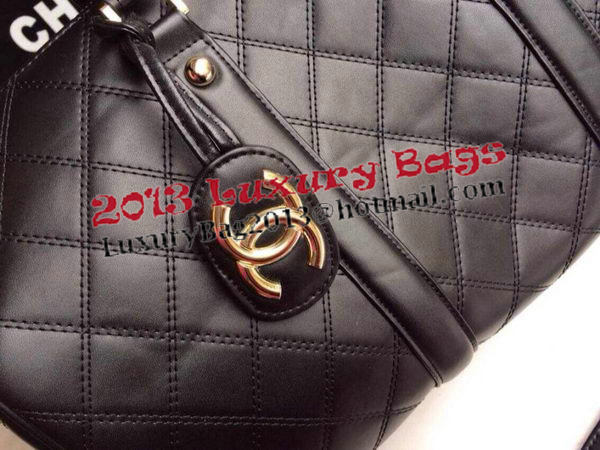 Chanel Boston Bag Sheepskin Leather A10031 Black