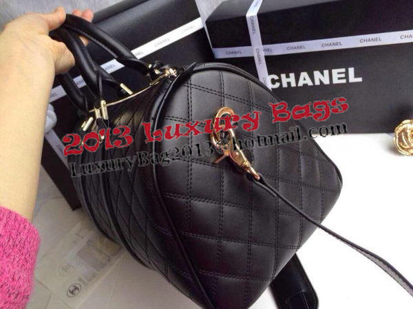 Chanel Boston Bag Sheepskin Leather A10031 Black