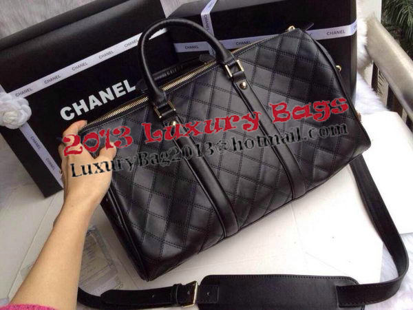 Chanel Boston Bag Sheepskin Leather A10031 Black