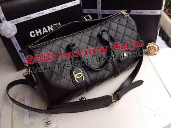 Chanel Boston Bag Sheepskin Leather A10031 Black