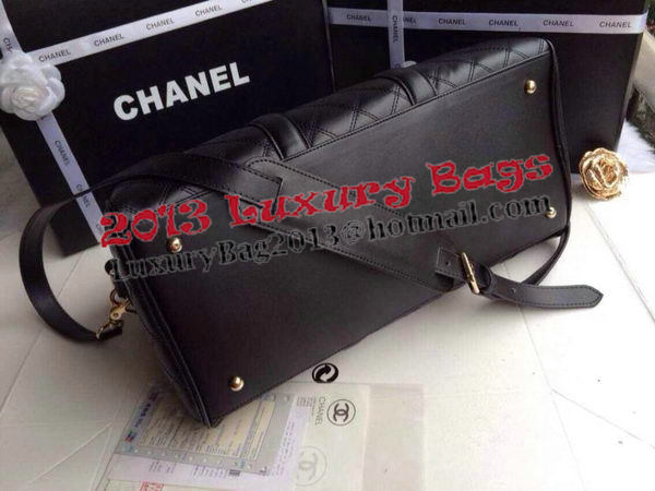 Chanel Boston Bag Sheepskin Leather A10031 Black