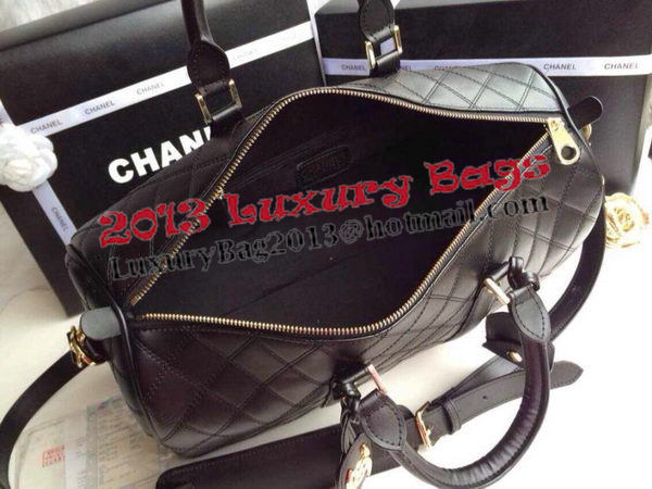 Chanel Boston Bag Sheepskin Leather A10031 Black