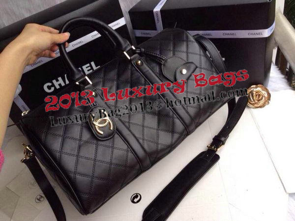 Chanel Boston Bag Sheepskin Leather A10031 Black