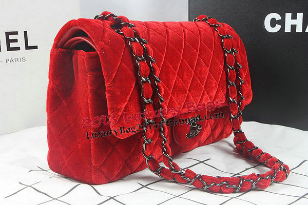 Chanel 2.55 Series Classic Flap Bag Original Nubuck Leather CF1112 Red