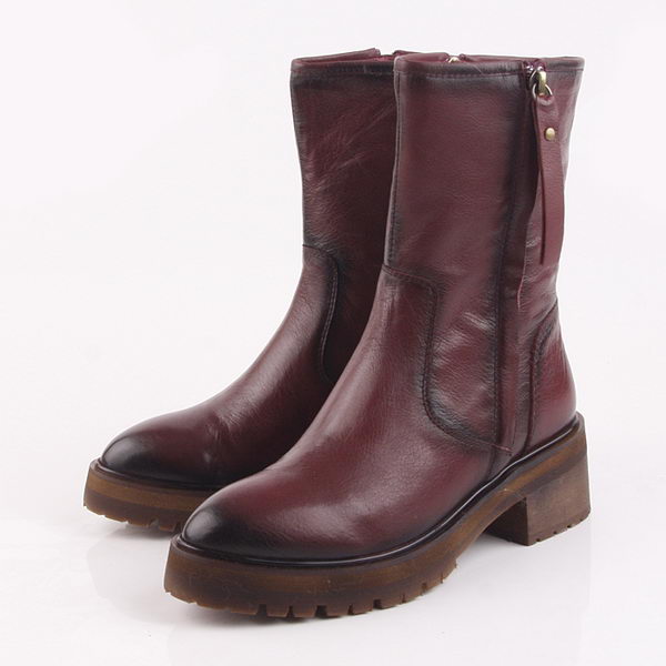 Valentino Calfskin Leather Ankle Boot VT206 Burgundy