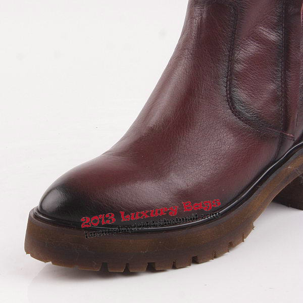 Valentino Calfskin Leather Ankle Boot VT206 Burgundy