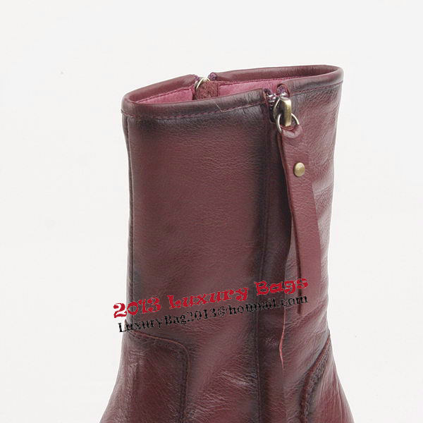 Valentino Calfskin Leather Ankle Boot VT206 Burgundy