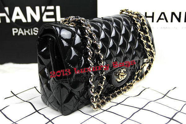 Chanel 2.55 Series Bags Black Original Patent Leather A1112 Gold