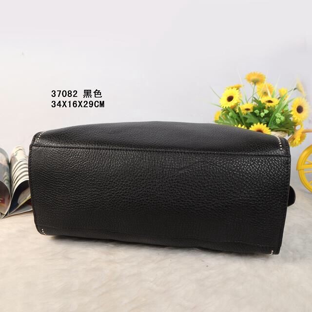 GUCCI 37082 Litchi Leather Black Bag