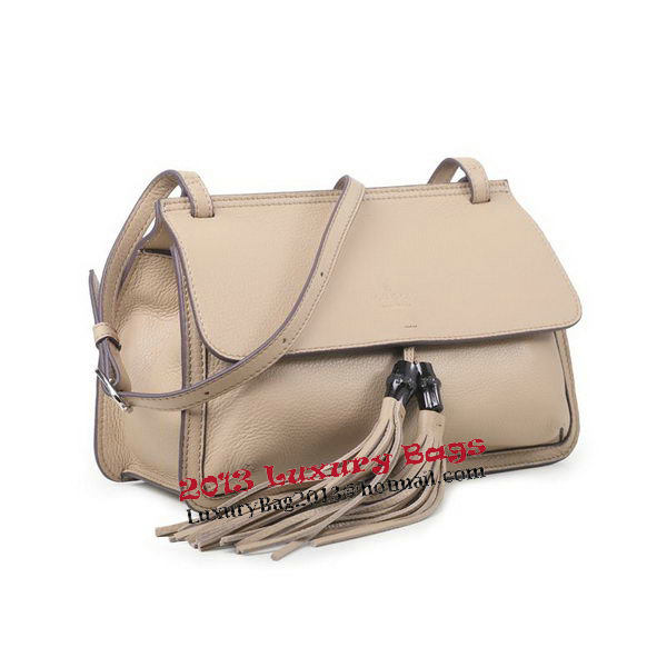 Gucci Bamboo Daily Leather Flap Shoulder Bag 370826 OffWhite