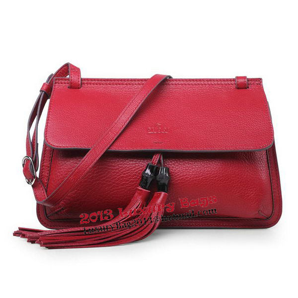 Gucci Bamboo Daily Leather Flap Shoulder Bag 370826 Red