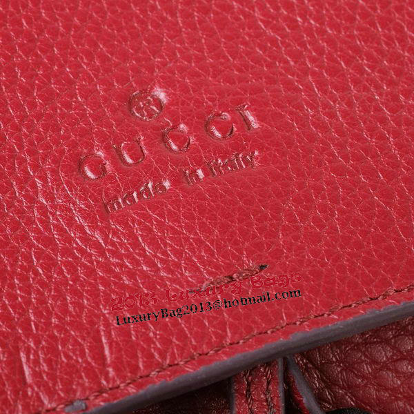 Gucci Bamboo Daily Leather Flap Shoulder Bag 370826 Red