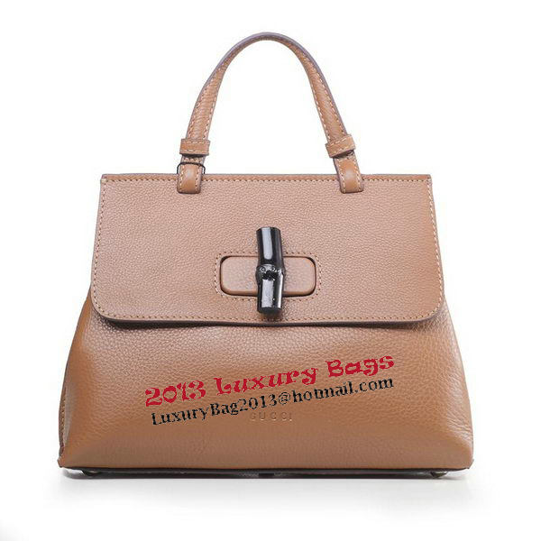 Gucci Bamboo Daily Leather Top Handle Bag 370830 Apricot