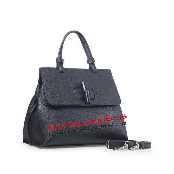 Gucci Bamboo Daily Leather Top Handle Bag 370830 Black