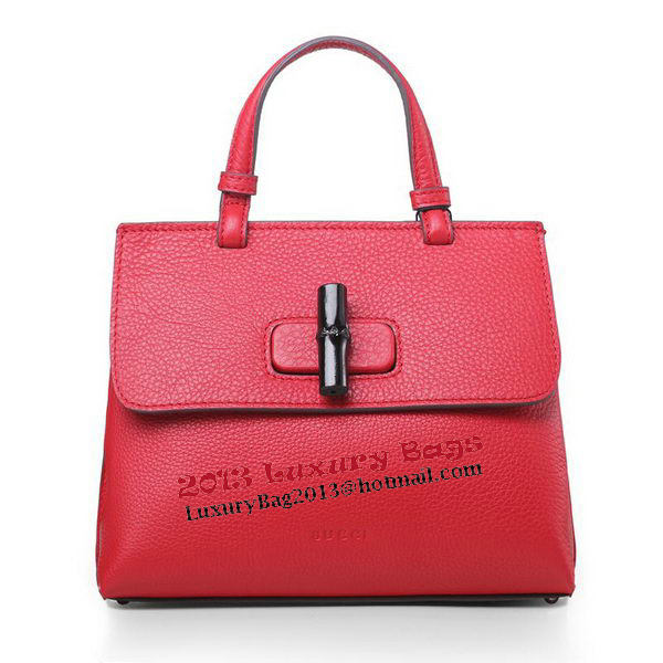 Gucci Bamboo Daily Leather Top Handle Bag 370830 Red