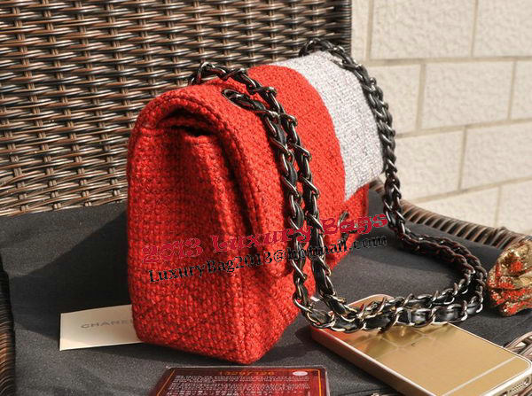 Chanel 2.55 Series Classic Flap Bag Fabric CF1112 Red&Grey