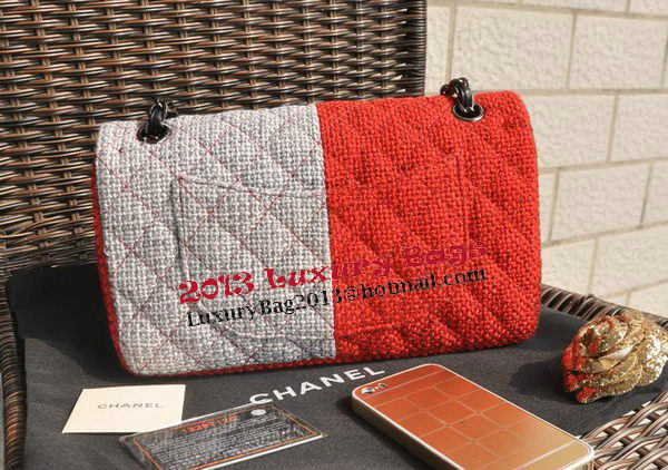 Chanel 2.55 Series Classic Flap Bag Fabric CF1112 Red&Grey