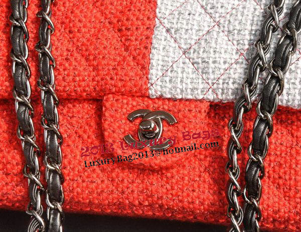 Chanel 2.55 Series Classic Flap Bag Fabric CF1112 Red&Grey