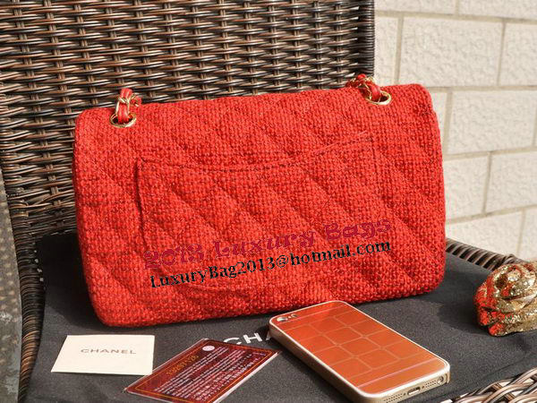 Chanel 2.55 Series Classic Flap Bag Fabric CF1112 Red