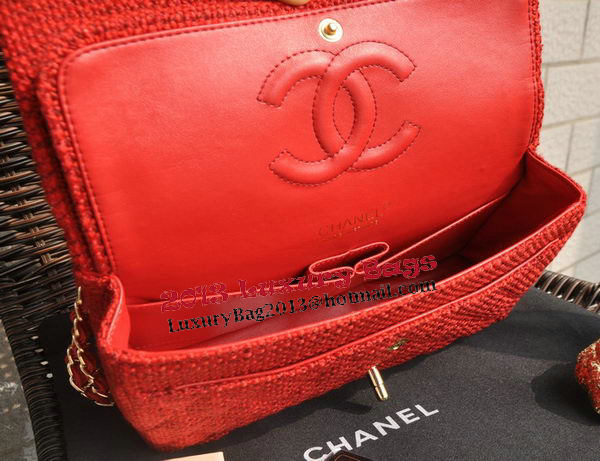 Chanel 2.55 Series Classic Flap Bag Fabric CF1112 Red