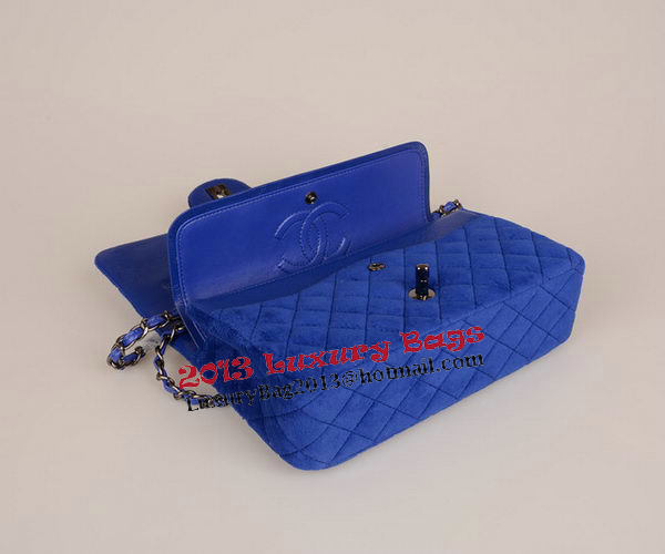 Chanel 2.55 Series Classic Flap Bag Velvet CF1112 Blue