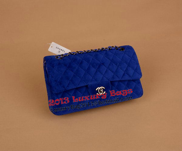 Chanel 2.55 Series Classic Flap Bag Velvet CF1112 Blue