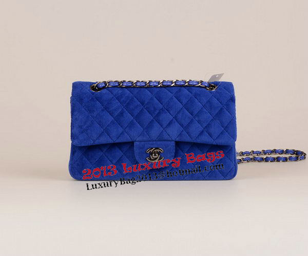 Chanel 2.55 Series Classic Flap Bag Velvet CF1112 Blue