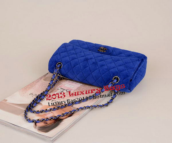 Chanel 2.55 Series Classic Flap Bag Velvet CF1112 Blue