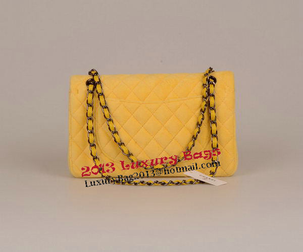 Chanel 2.55 Series Classic Flap Bag Velvet CF1112 Yellow