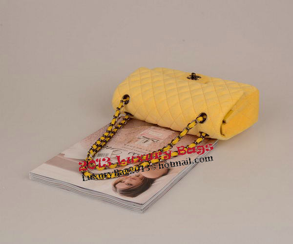 Chanel 2.55 Series Classic Flap Bag Velvet CF1112 Yellow