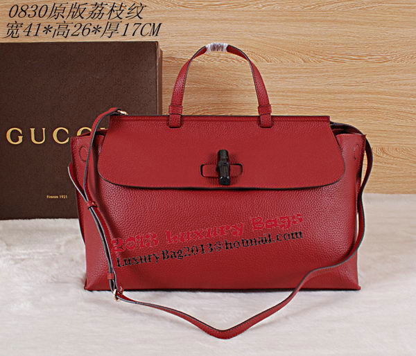 Gucci Bamboo Daily Leather Top Handle Bags 370830 Burgundy