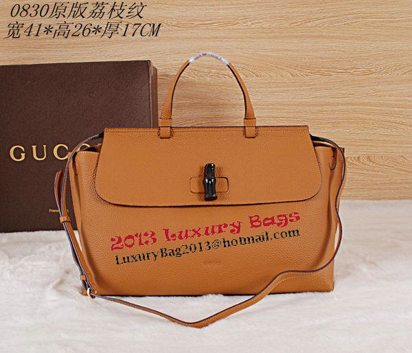 Gucci Bamboo Daily Leather Top Handle Bags 370830 Wheat