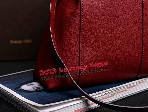 Gucci Lady Bamboo Leather Top Handle Bag 370815 Red