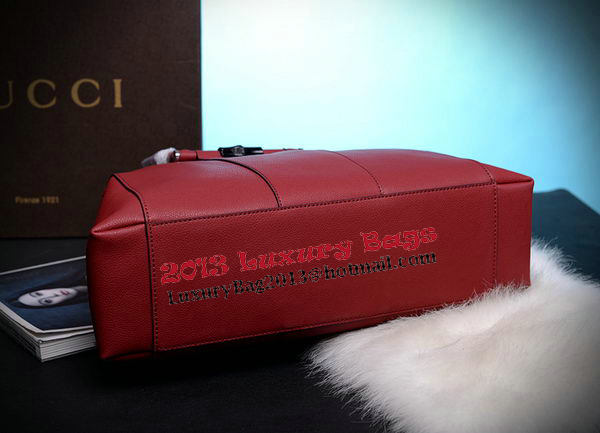 Gucci Lady Bamboo Leather Top Handle Bag 370815 Red