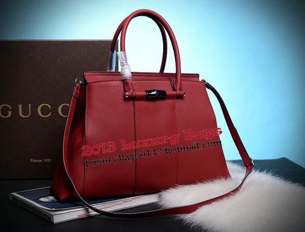 Gucci Lady Bamboo Leather Top Handle Bag 370815 Red