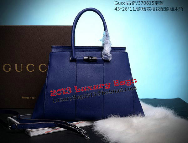 Gucci Lady Bamboo Leather Top Handle Bag 370815 Royal