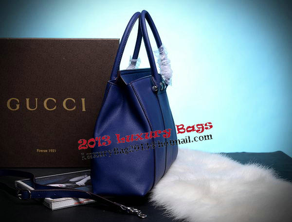 Gucci Lady Bamboo Leather Top Handle Bag 370815 Royal