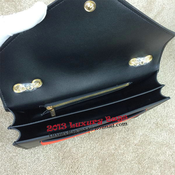 Celine Pocket Handbag Seashell Smooth Calfskin 175383 Black&Orange&Khaki