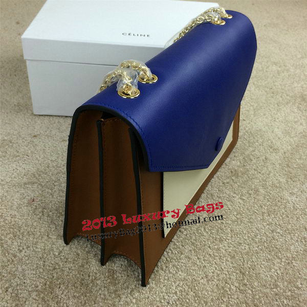 Celine Pocket Handbag Seashell Smooth Calfskin 175383 Brown&White&Royal