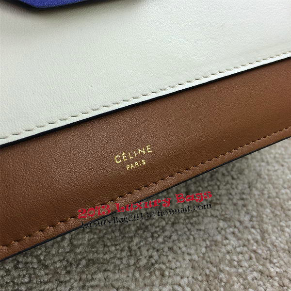 Celine Pocket Handbag Seashell Smooth Calfskin 175383 Brown&White&Royal