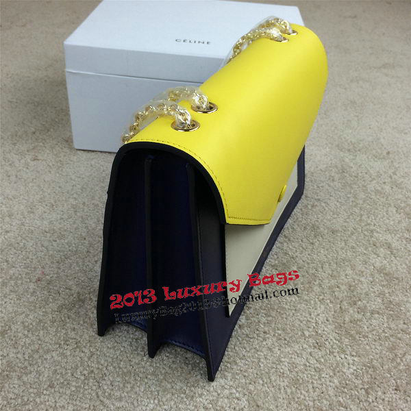 Celine Pocket Handbag Seashell Smooth Calfskin 175383 Royal&White&Yellow