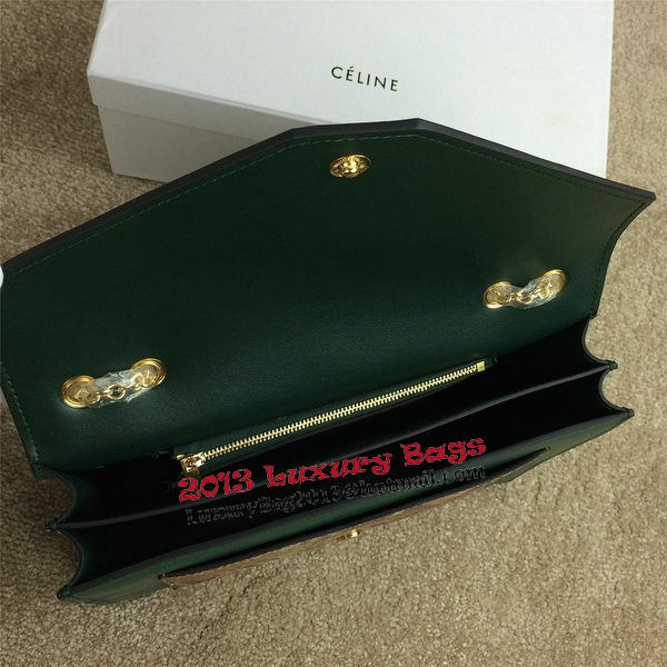 Celine Pocket Handbag Seashell Snake Leather 175383 Green&Brown&White