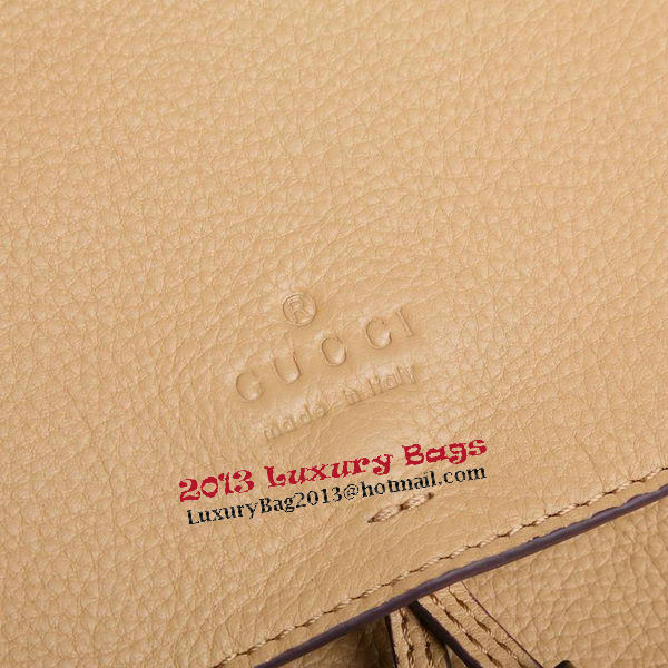 Gucci Bamboo Daily Leather Flap Shoulder Bag 370826 Apricot