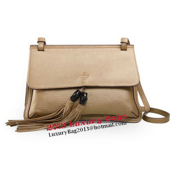Gucci Bamboo Daily Leather Flap Shoulder Bag 370826 Gold