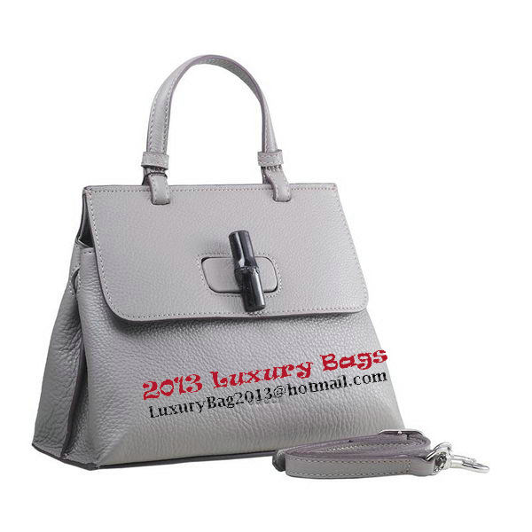 Gucci Bamboo Daily Leather Top Handle Bag 370831 Grey