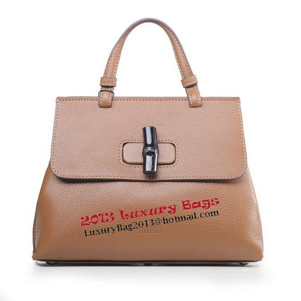 Gucci Bamboo Daily Leather Top Handle Bag 370831 Wheat
