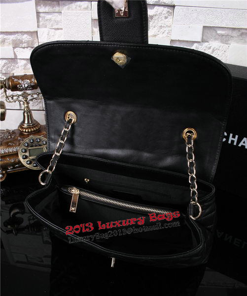 Chanel A67119 Top Handle Bag Sheepskin Leather Black