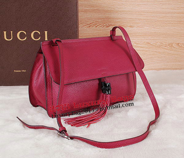Gucci Bamboo Daily Leather Flap Shoulder Bags 370815 Burgundy