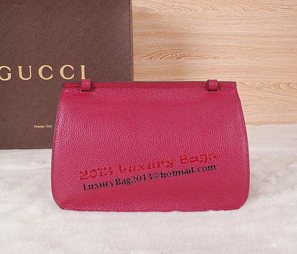 Gucci Bamboo Daily Leather Flap Shoulder Bags 370815 Burgundy