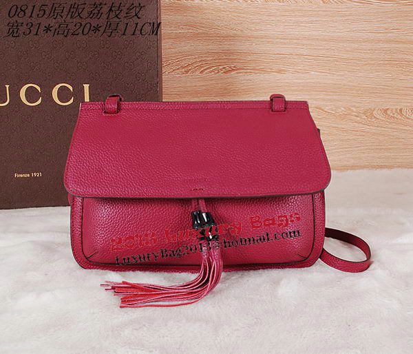 Gucci Bamboo Daily Leather Flap Shoulder Bags 370815 Burgundy